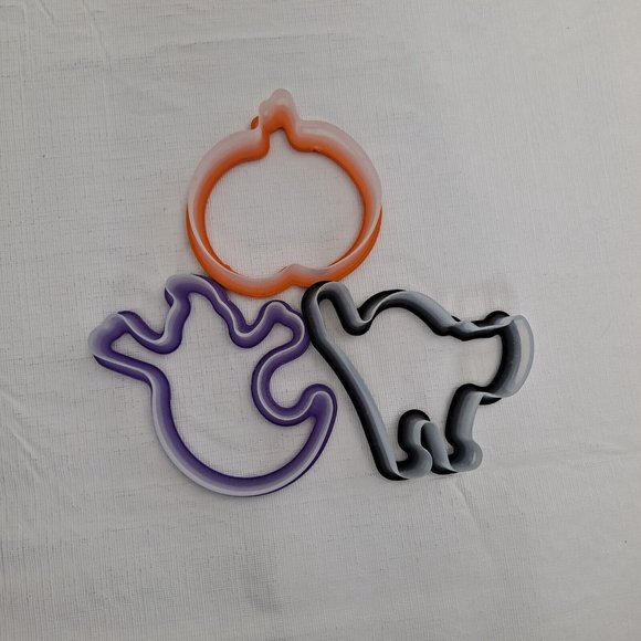 Halloween Cookie Cutters Pumpkin Black Cat Ghost 3 Piece- - Picture 3 of 6